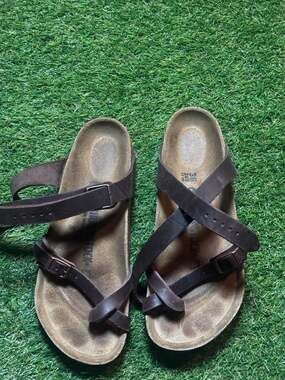 Birkenstock Yara Oiled Leather Ankle Strap Sandals Brown Size 38